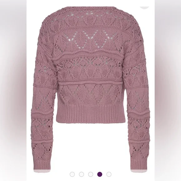 NWOT Lascana Pearl Button Crochet Cardigan Sweater in Mauve size 8-10 - Picture 3 of 16